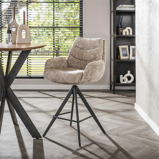 Barstoel lounge van 2 stuks - 56x60x99 cm - Rich zandkleur