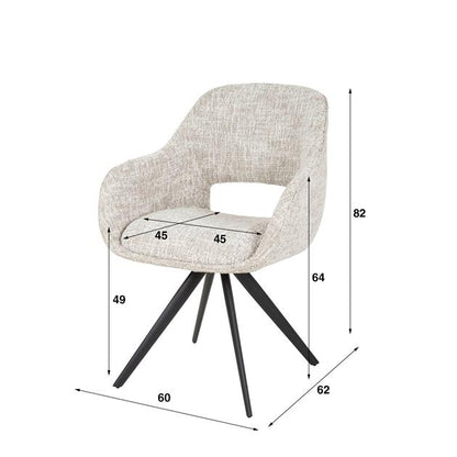 Armstoel Spring Draaibaar - Eagle Gebroken Wit - verpakt per 2 - 60x62x82 cm