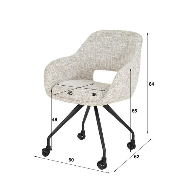 Armstoel Spring Wieltjes verpakt per 2 - Eagle gebroken wit - 60x62x84 cm
