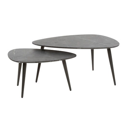 Salontafel set/2 pear shaped organisch / 3D zwart bruin