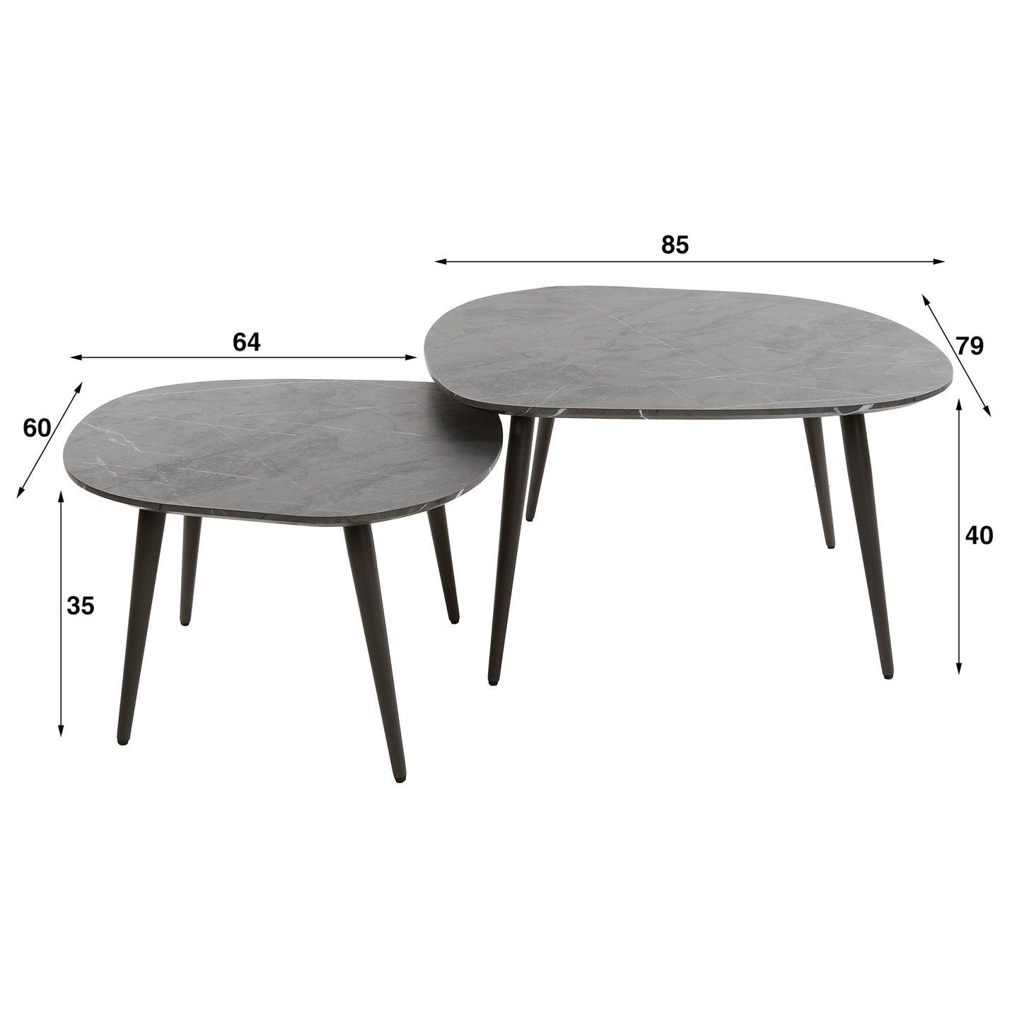 Salontafel set/2 rock organisch / 3D zwart bruin