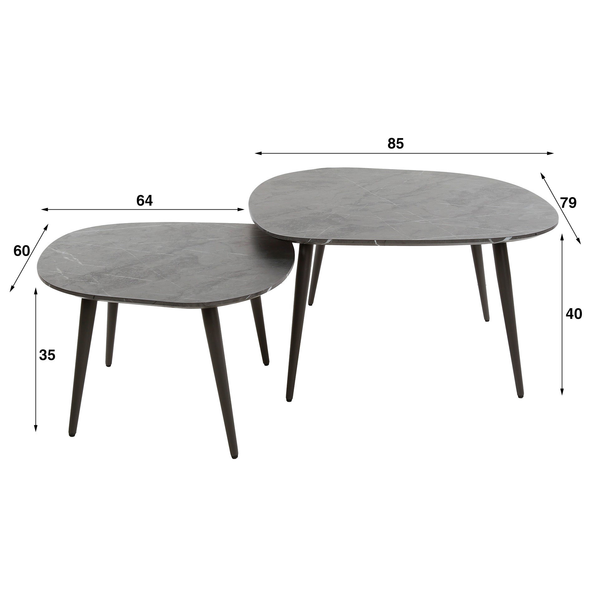 Salontafel set/2 rock organisch / 3D zwart bruin