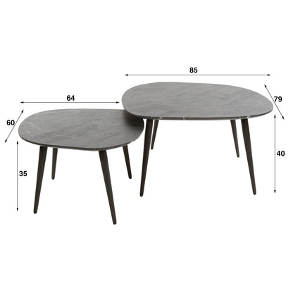 Salontafel set/2 rock organisch / 3D zwart bruin