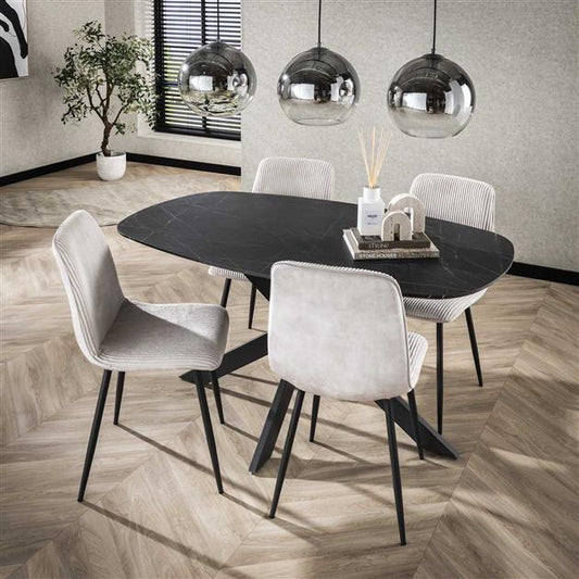 Eetkamertafel 150 Deens Ovaal - 150x90x76 cm - 3D Zwart Bruin