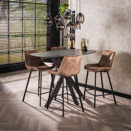 Bartafel kruisframe deens ovaal - 140x80x93 cm - 3D zwart bruin