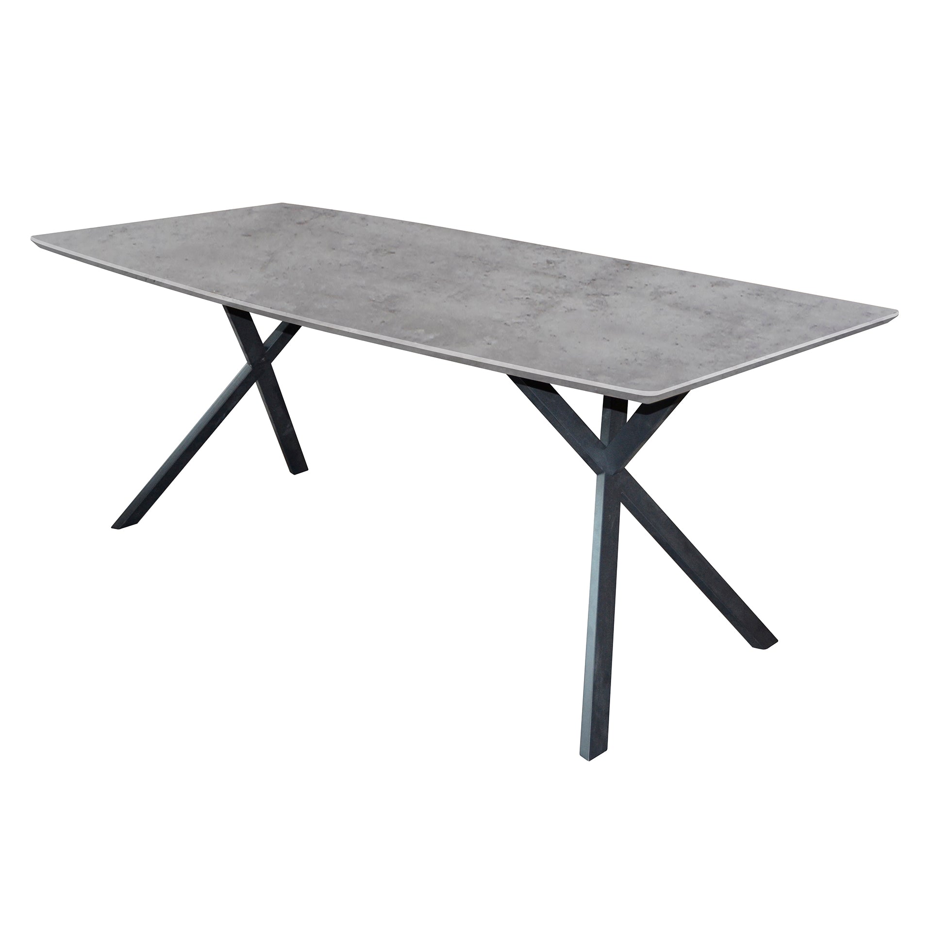 Eetkamertafel 190 ovaal blad zwart gepoedercoat frame / 3D betonlook grijs