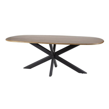 Eetkamertafel 215 Cliff Ovale Buis - 215x105x76 cm - Massief mango zandkleur