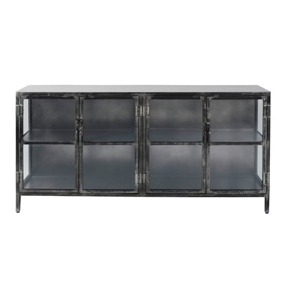 Dressoir Rift metal 4 deuren / Gun metal 180cm