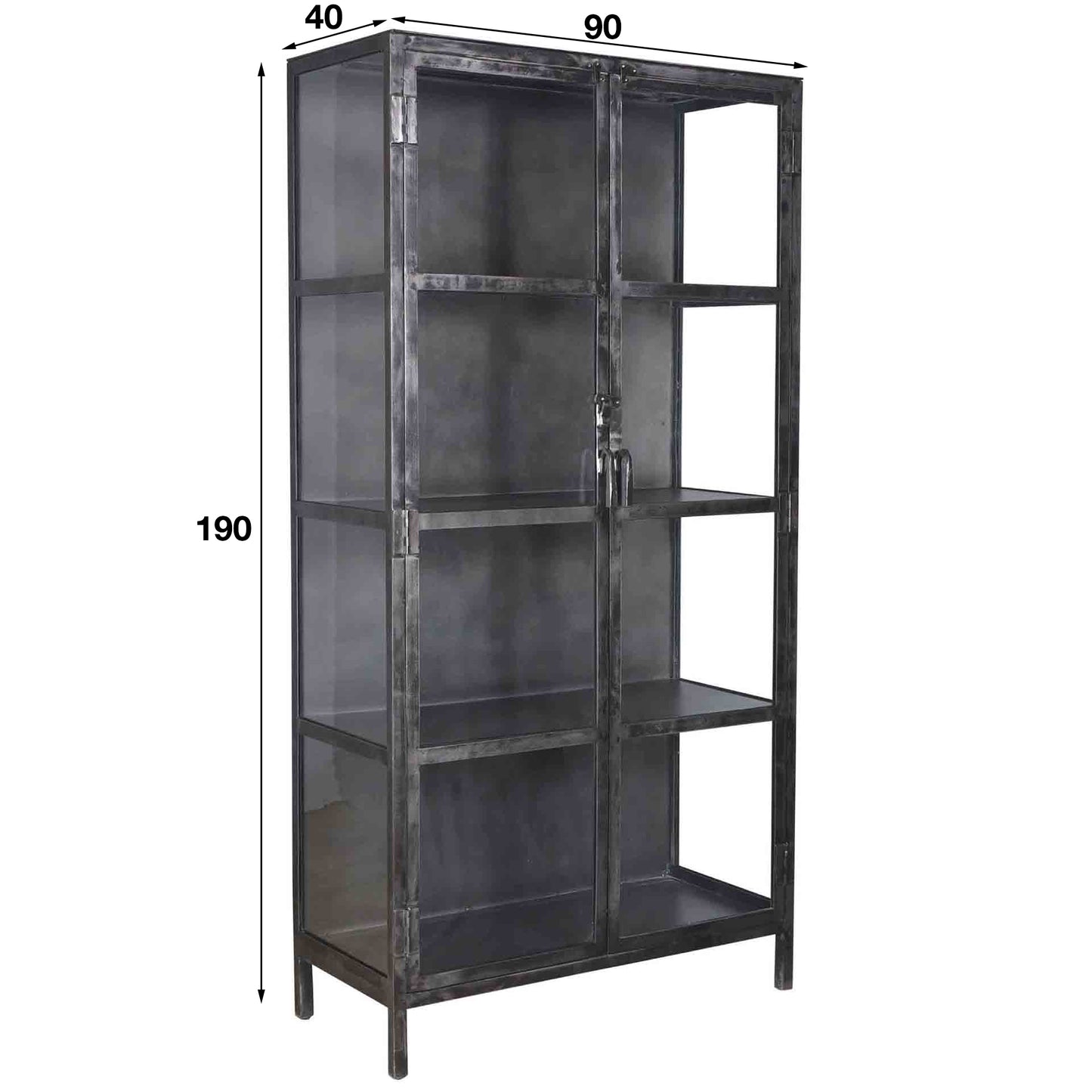 Vitrinekast Rift metal 2 deuren / Gun metal