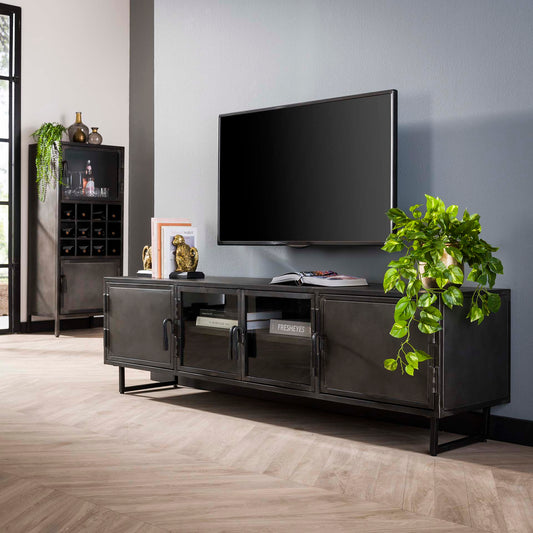 TV-meubel Rift Metal - 180x40x50 cm - Gun Metal