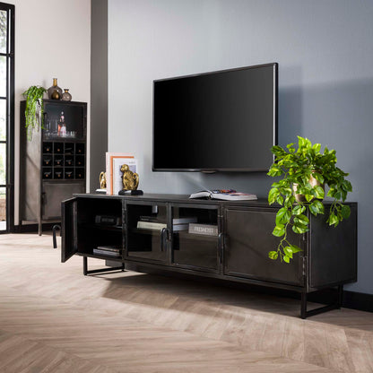 TV-meubel 180cm Rift metal / Gun metal