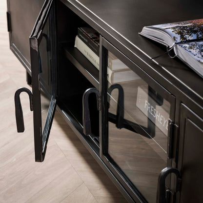TV-meubel 180cm Rift metal / Gun metal