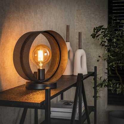 Tafellamp van 1 Lamp Ring Geperforeerd - 30x20x33 cm - Charcoal