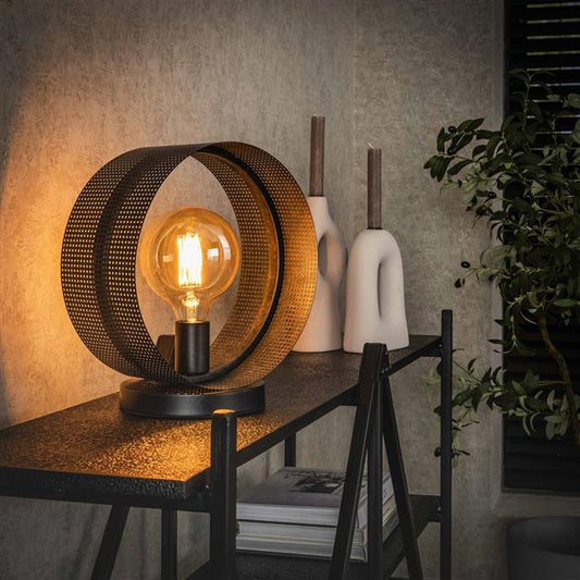 Tafellamp van 1 Lamp Ring Geperforeerd - 30x20x33 cm - Charcoal