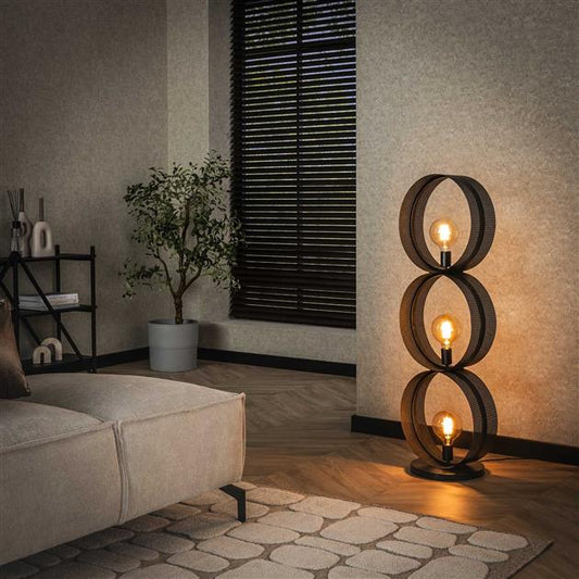 Vloerlamp 3L Ring Geperforeerd - 40x30x122 cm - Charcoal