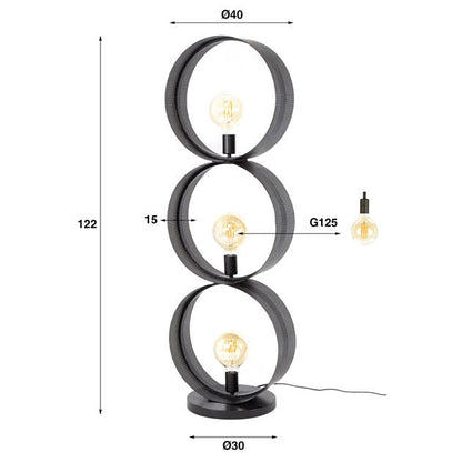 Vloerlamp 3L Ring Geperforeerd - 40x30x122 cm - Charcoal