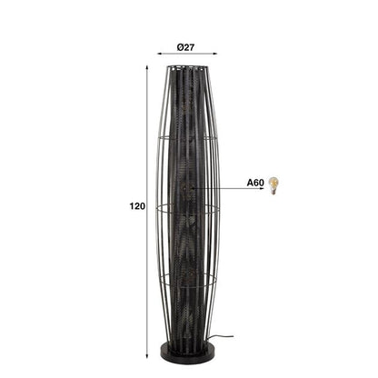 Vloerlamp van 3 Lampen Cylinder Mesh - 27x27x120 cm - Charcoal