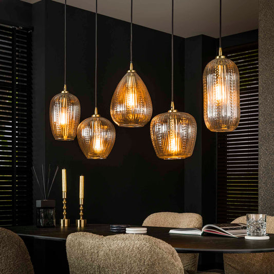 Hanglamp van 5 Lampen Diamond Grain Mix - 120x20x150 cm - Diamond Glass