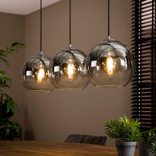 Hanglamp van 3 Lampen Bubble Shaded - 115x30x150 cm - Oud zilver