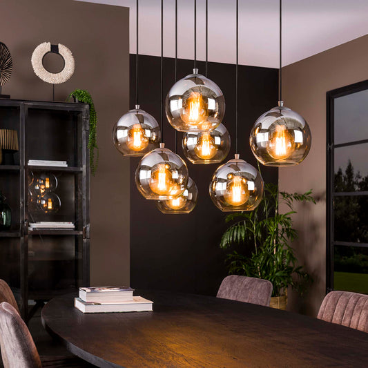 Hanglamp van 7 Lampen Bubble Shaded - 40x110x150 cm - Oud zilver