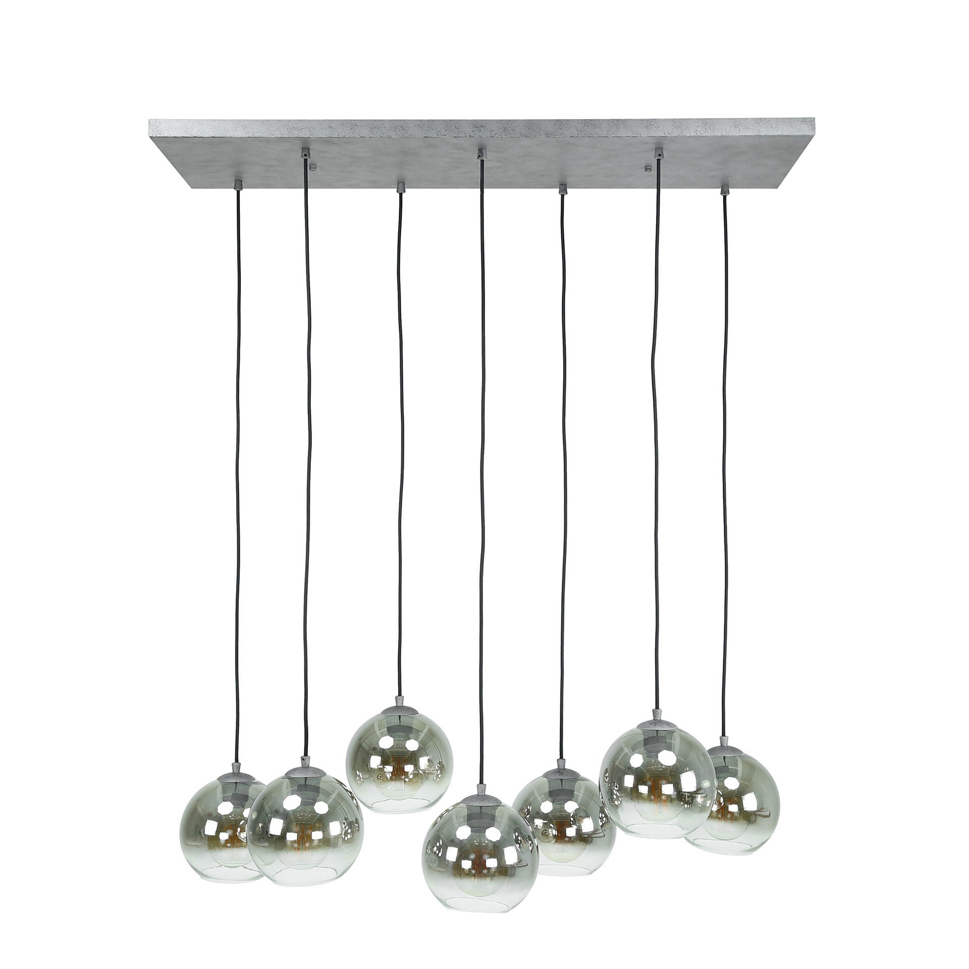 Hanglamp 4+3L bubble shaded / Oud zilver