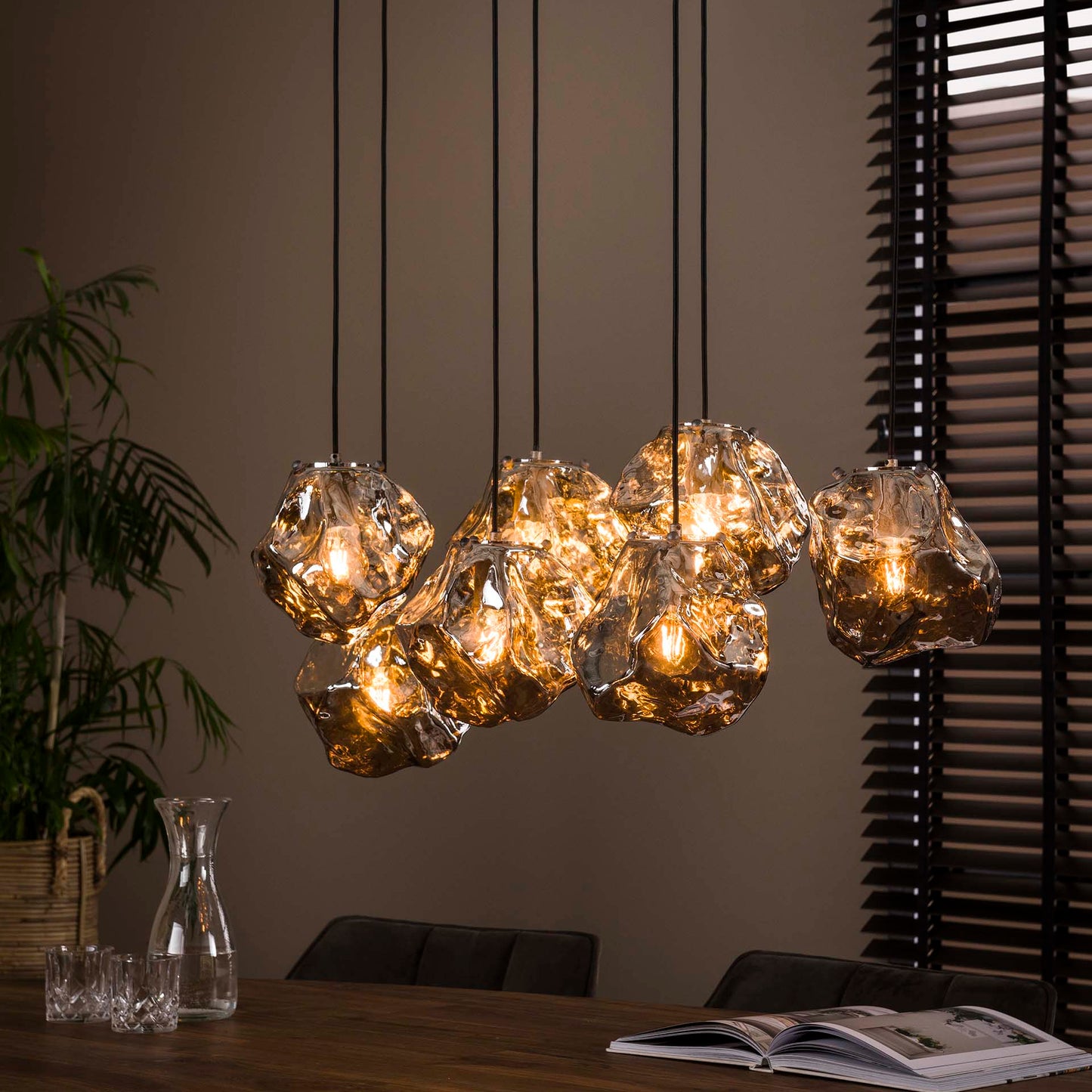 Hanglamp van 7 Lampen Rock - 95x44x150 cm - Chromed glas