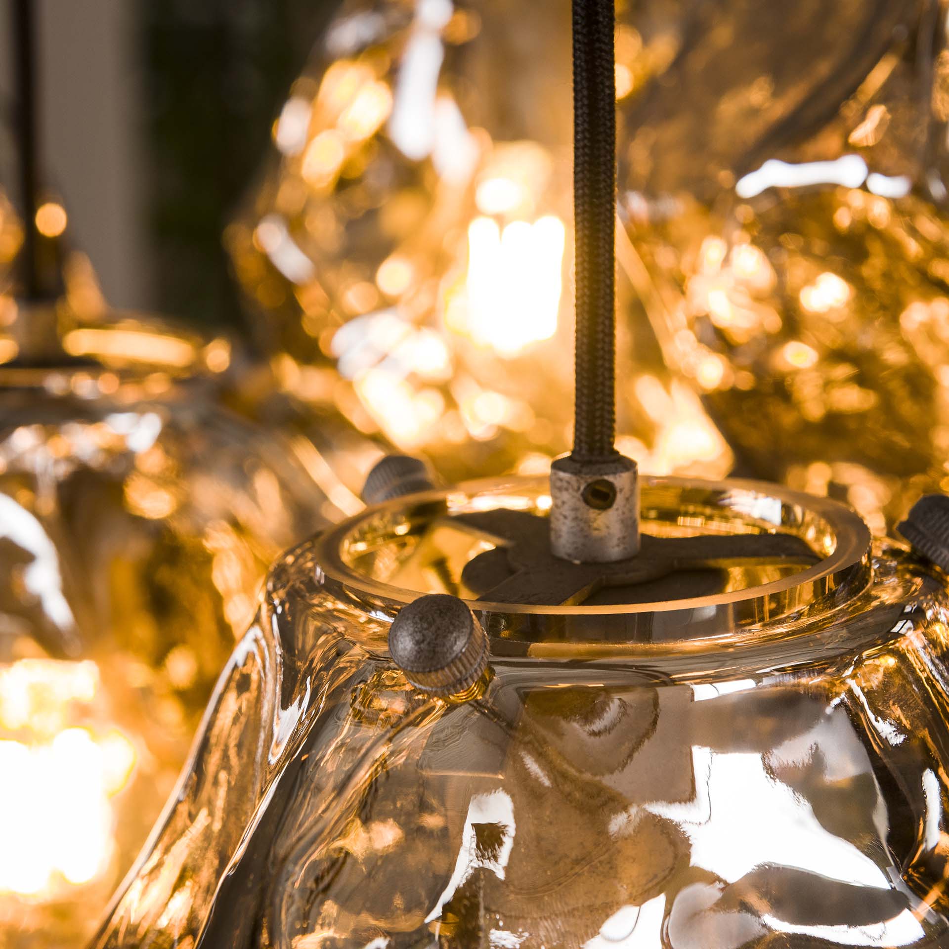 Hanglamp 4+3 rock / Chromed glas