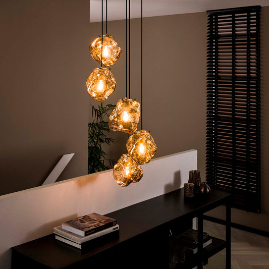 Hanglamp van 5 Lampen Rock Getrapt - 50x50x150 cm - Chromed glas