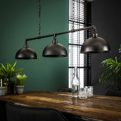 Hanglamp 3L halfronde kap-industrial tube / Zwart