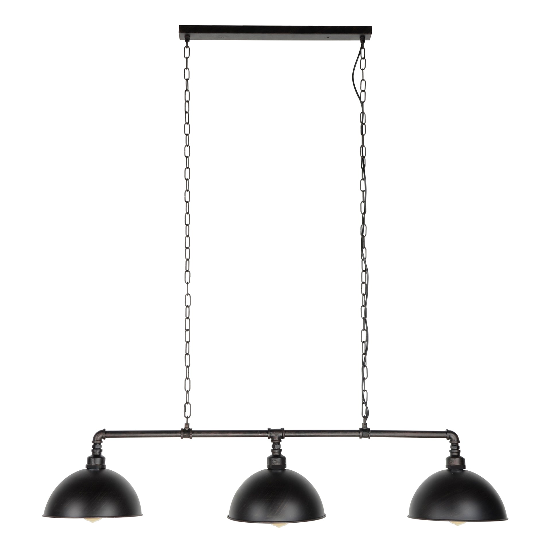 Hanglamp 3L halfronde kap-industrial tube / Zwart