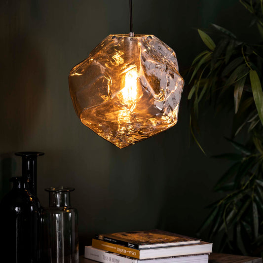 Hanglamp van 1 Lamp Rock Chromed - 28x28x150 cm - Chromed glas