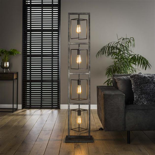 Vloerlamp 4x Cubic Tower - 34x24x160 cm - Oud zilver