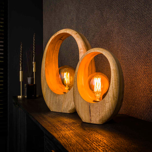 Tafellamp van 1 Lamp Arch Wood L - 30x13x43 cm - Massief Mango Naturel
