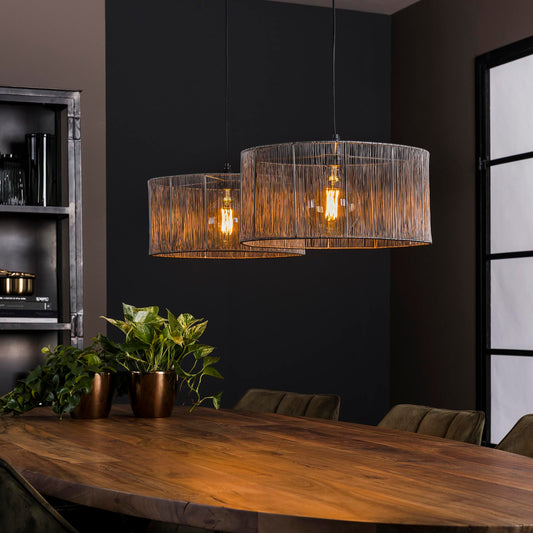 Hanglamp van 2 Lampen Stringshade Metal - 120x45x150 cm - Zwart nikkel