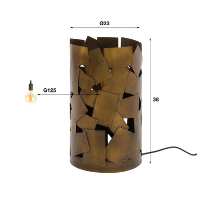 Tafellamp 1L patch cylinder / Brons antiek