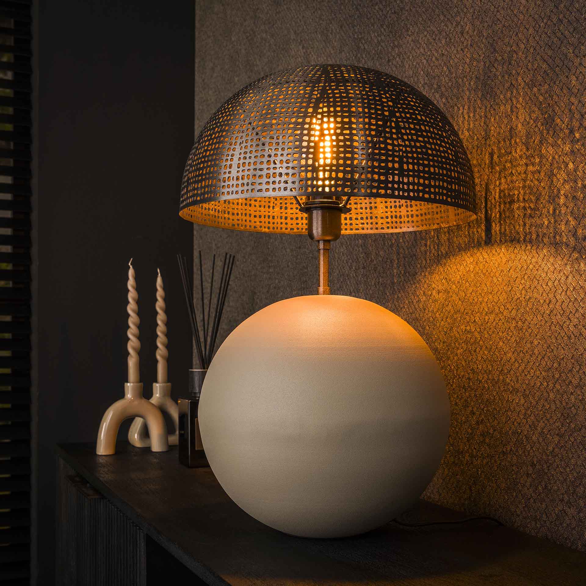Tafellamp van 1 Lamp Sphere - 31x31x57 cm - Natural Grey