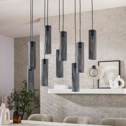 Hanglamp 5+4 tube mesh / Artic zwart