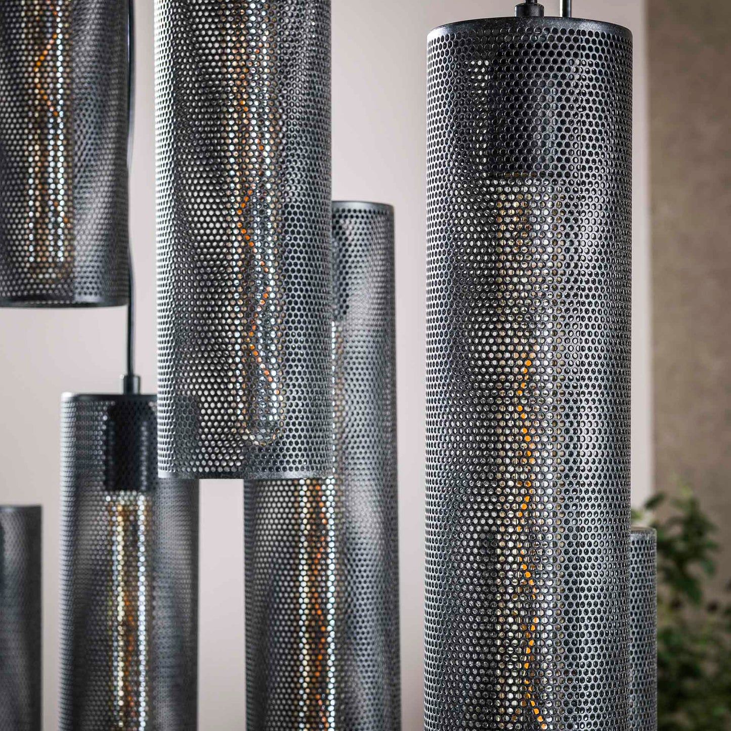 Hanglamp 5+4 tube mesh / Artic zwart