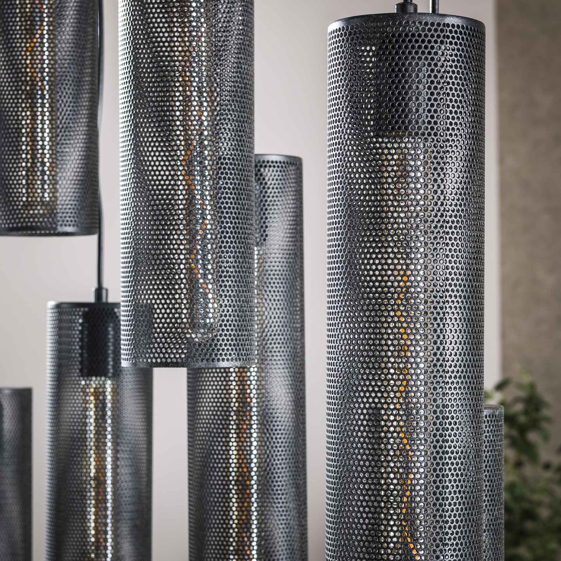 Hanglamp 5+4 tube mesh / Artic zwart