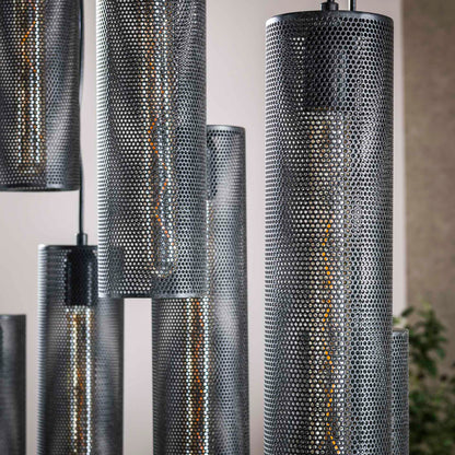 Hanglamp 5+4 tube mesh / Artic zwart