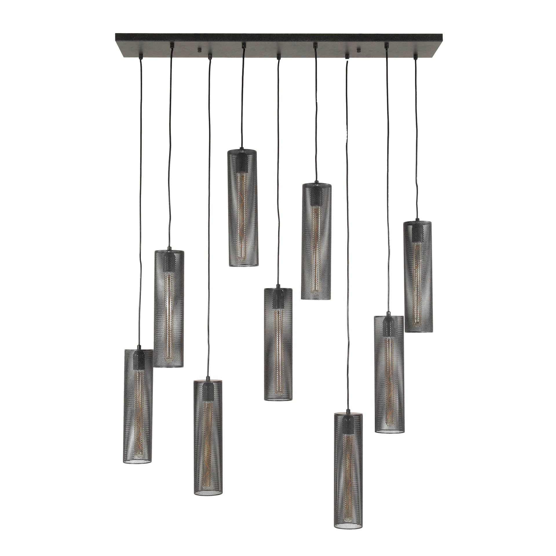 Hanglamp 5+4 tube mesh / Artic zwart