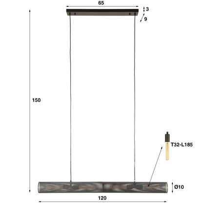 Hanglamp 120 tube mesh / Artic zwart
