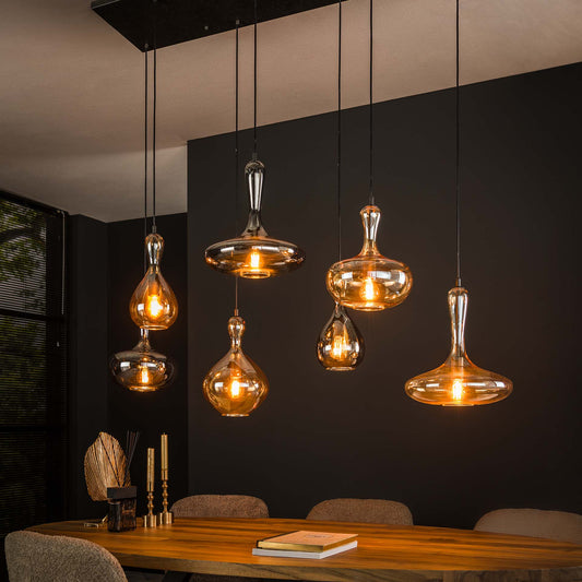Hanglamp van 7 Lampen Karaf - 145x50x150 cm - Artic zwart