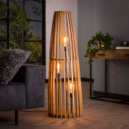 Vloerlamp van 3 Lampen Launch - 40x40x123 cm - Massief mango naturel