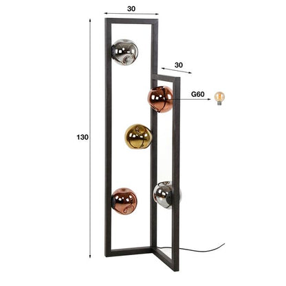 Vloerlamp 5L Stellar - 30x30x130 cm - Artic zwart