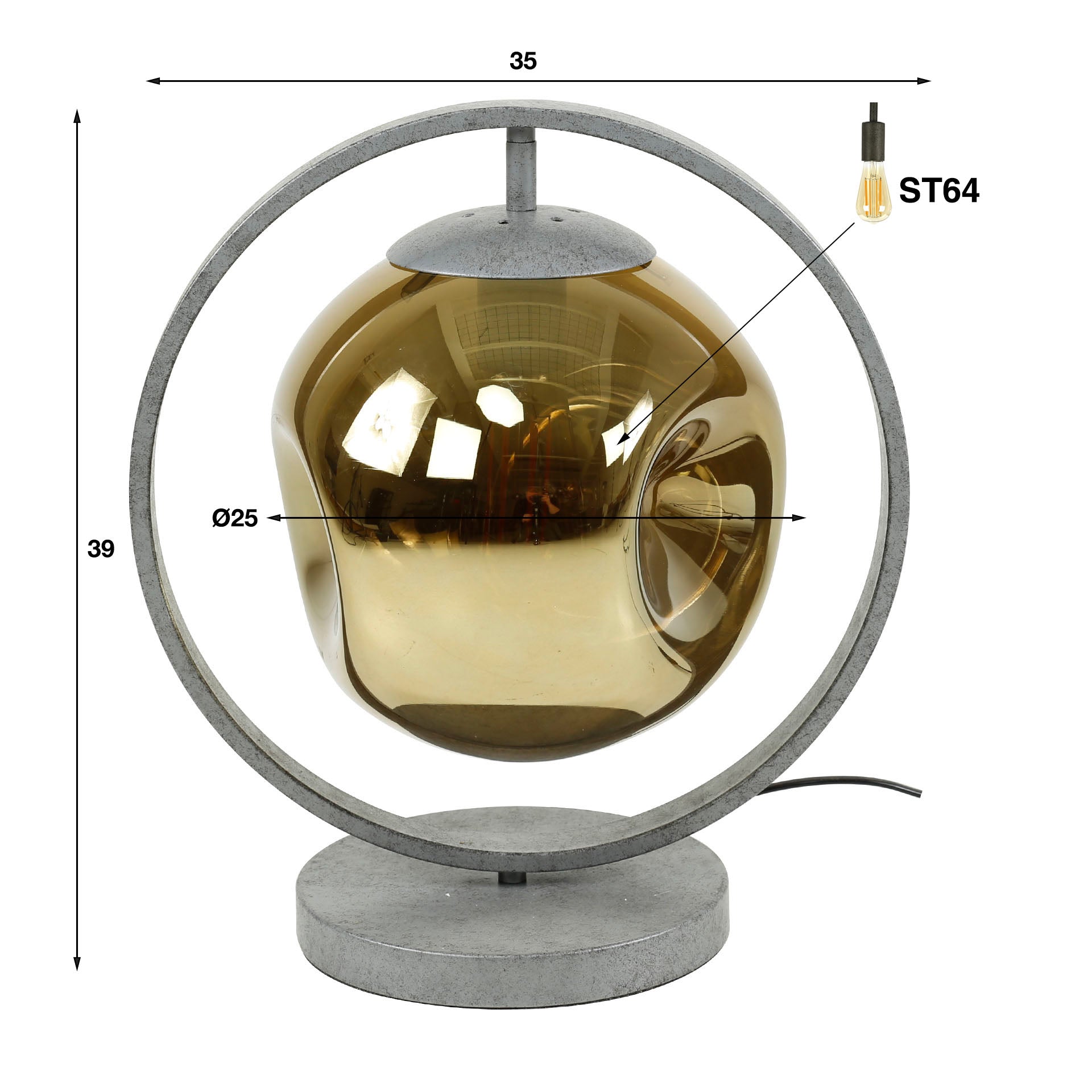 Tafellamp 1L stellar / Oud zilver