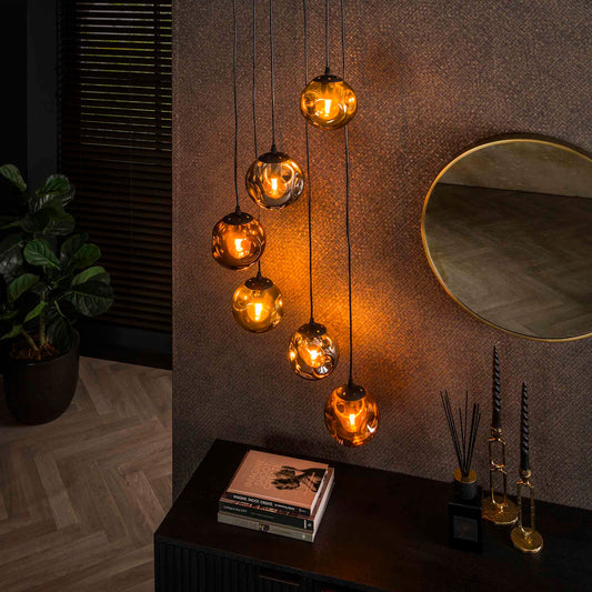 Hanglamp van 6 Lampen Stellar - 50x50x180 cm - Artic Zwart