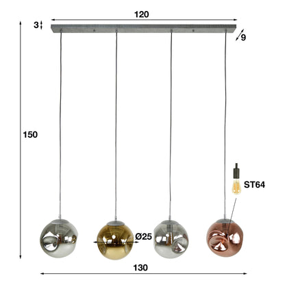 Hanglamp 4L stellar / Oud zilver