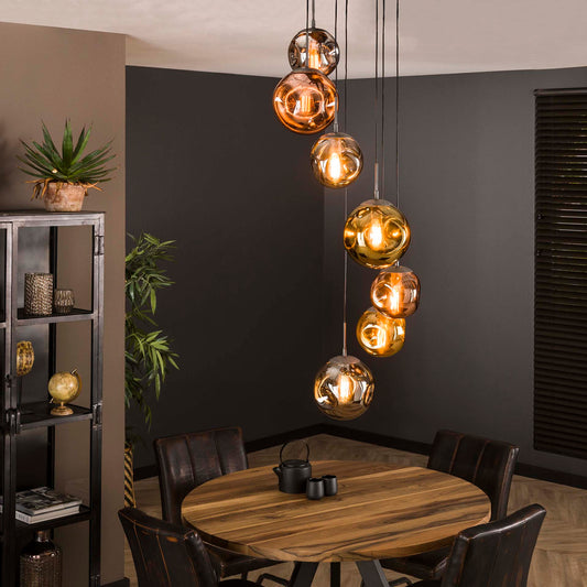 Hanglamp van 7 Lampen getrapt Stellar - 40x40x280 cm - Oud zilver