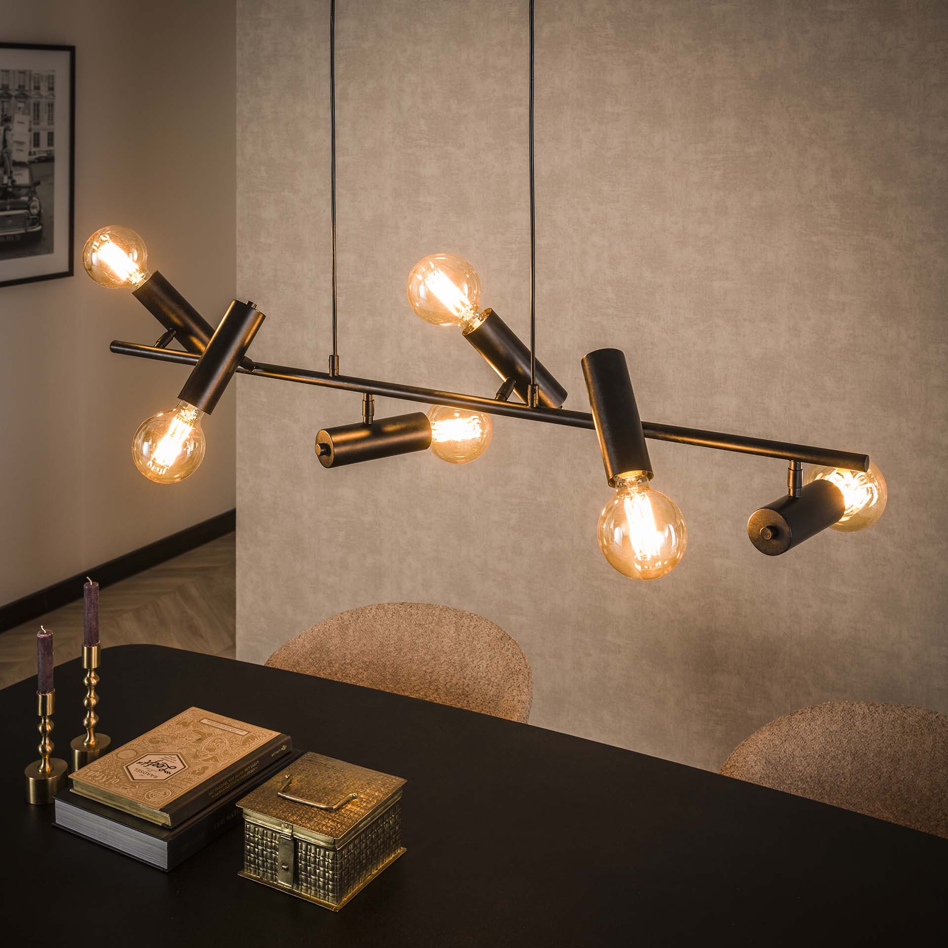 Hanglamp van 6 Lampen Point - 110x20x150 cm - Charcoal